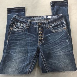 Miss Me Mid-Rise Skinny Exposed Button Jeans 29